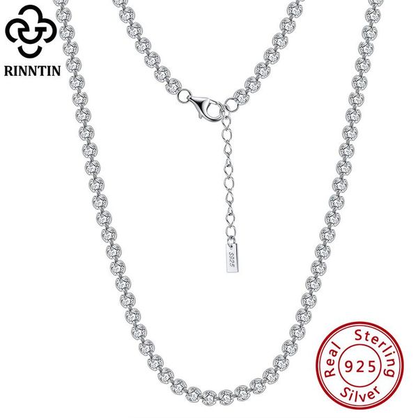 

chains rinntin italian 2.5mm/3.0mm cubic zirconia bezel-set tennis necklace for women 925 sterling silver chain jewelry sc52