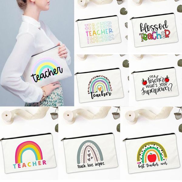 

cosmetic bags & cases teacher makeup bag teach love inspire teachers stationary pouch organizer cute appreciation gift back to school