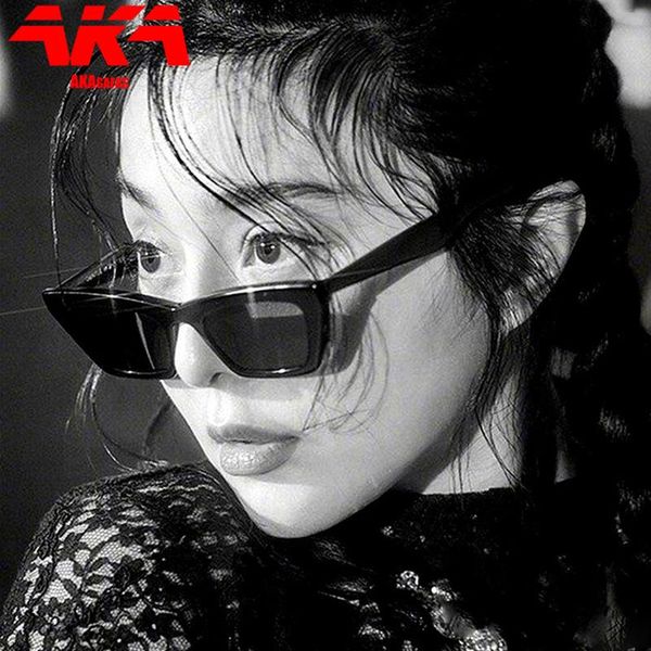 

akagafas cat eye sunglasses women trendy 2021 brand designer glasses small retro rectangle personality sun female, White;black