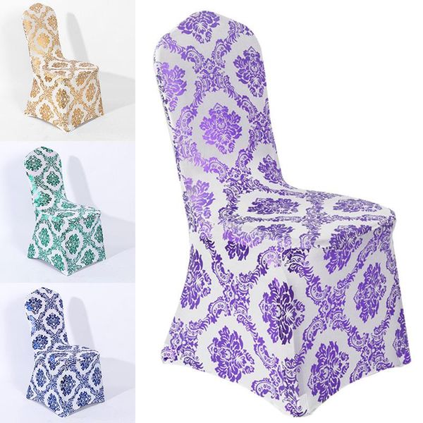 

bronzing gold/silver printed chair cover stretch spandex banquet party wedding covers dining housse de chaise