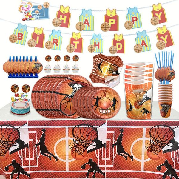 

disposable dinnerware basketball theme party tableware set napkin plate cake er banner hat blow dragon decor birthday supplie