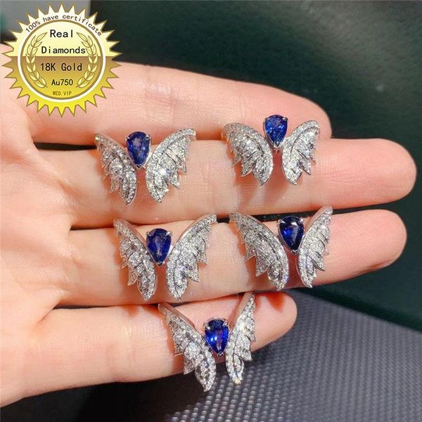 

cluster rings 18k white gold sapphire and diamond ring engagement&wedding natural real jewellery have certificate 002, Golden;silver