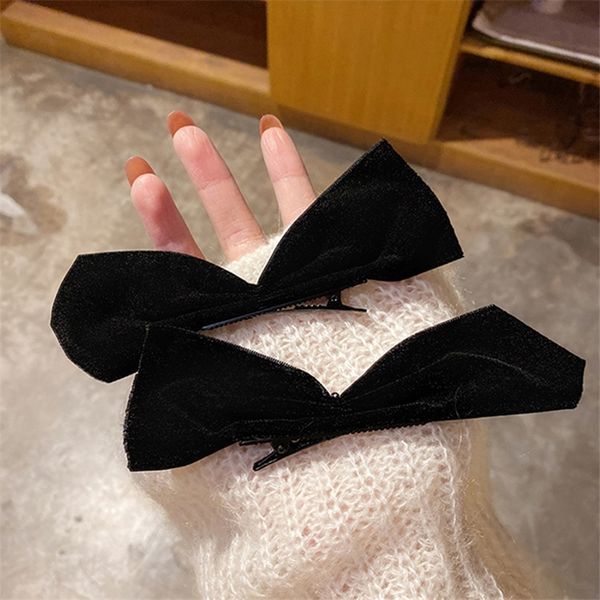 

Ftx jisoo smart show the same double-sided velvet black hair clips hairpin with barrettes ear butterfly butterfly and double horsetail clip, Golden;silver
