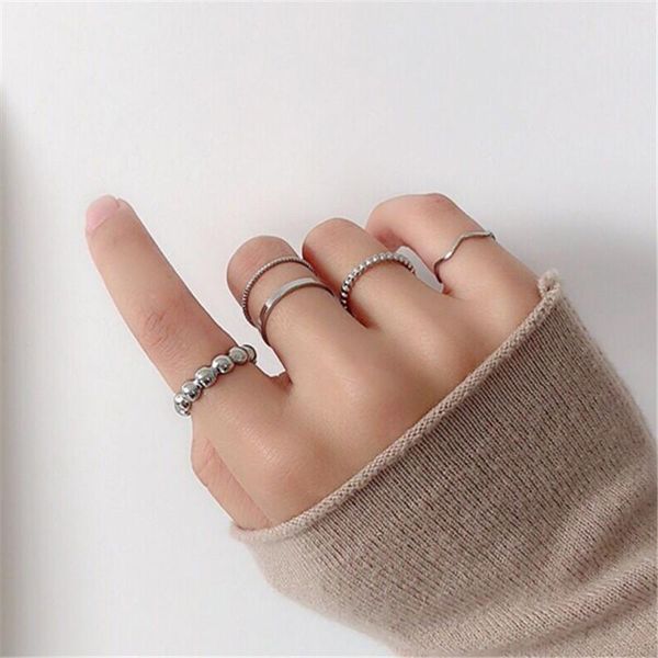 

cluster rings joint ring set for women personality design party jewelry gift hip-hop hipster combination geometric 7 pcs 15mm, Golden;silver