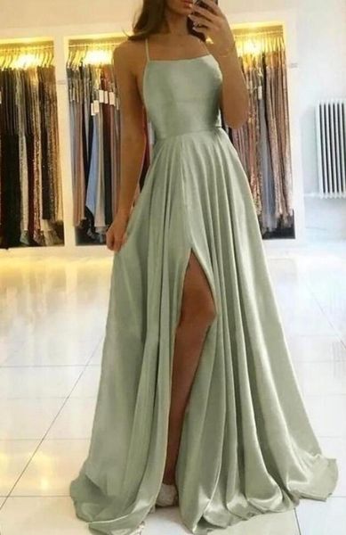 

2022 spaghetti straps dresses for bridesmaids split side long mint green maid of honor gowns plus size evening dress, White;pink