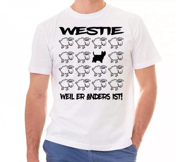 

westie t-shirt black sheep men dog dog motif, White;black