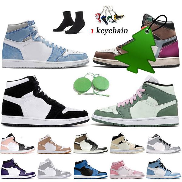 

high og women mens jumpman 1 1s basketball shoes hyper royal hand crafted twist dutch green white off crimson tint trainers tan gum barely c, Black