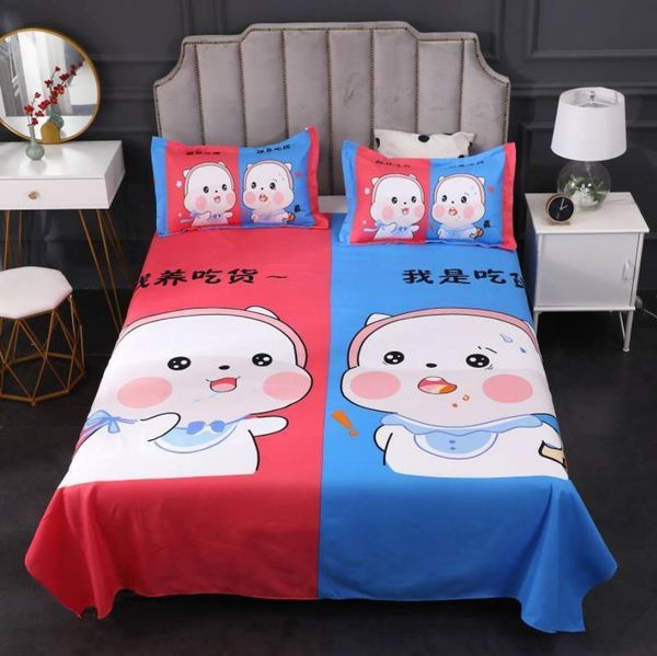 Amantes estilo cartoon estilo cama de casal na moda casa cama cama capa tamanho grande tamanho lençóis com fronha f0202 210420