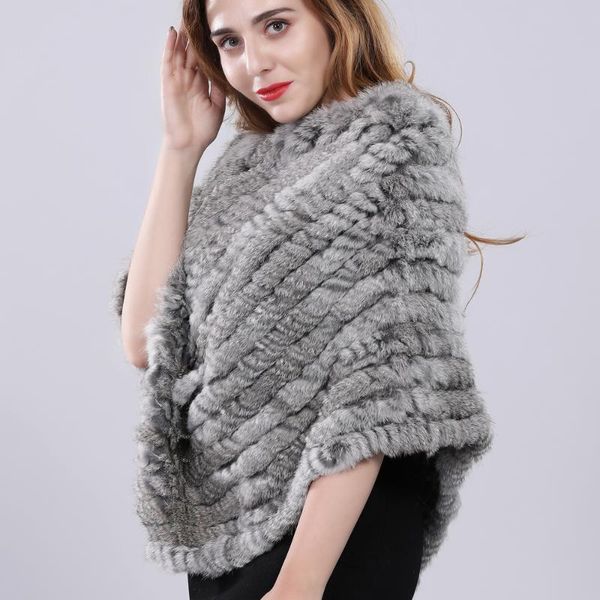 

scarves fur shawl women real scarf knitted striped winter casual genuine warps fashion lady pashmina muffler, Blue;gray