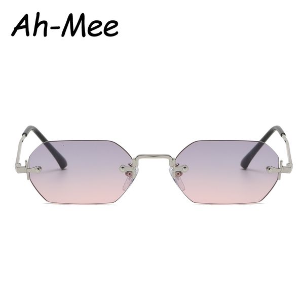

luxury designer sunglasses small square rimless women retro polygon grey gradient sun glasses vintage lady summer style female eyewear uv400, White;black
