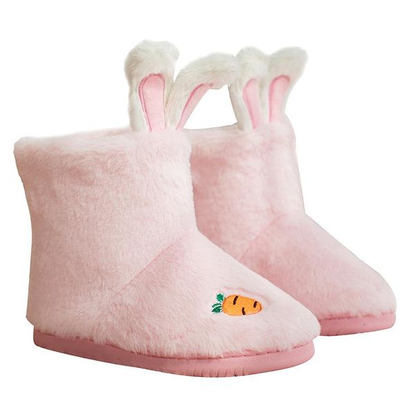 

slippers men women soft shoes couples lovers wool non-slip warm plush indoor floor cotton home winter, Black