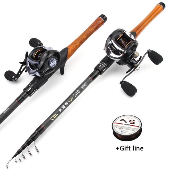 

boat fishing rods 1.8m2.1m2.4m2.7m portable travel outdoor sports rod and casting reel trout carbon set