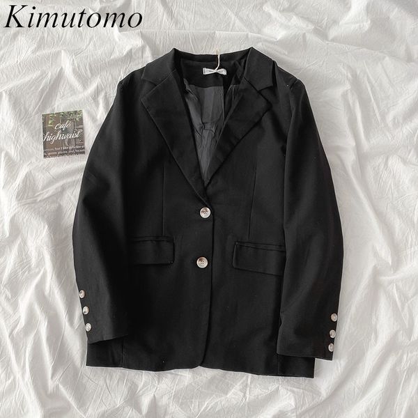 

kimutomo solid casual blazer women spring korea chic office lady fashion notched collar single breasted jacket elegant 210521, White;black