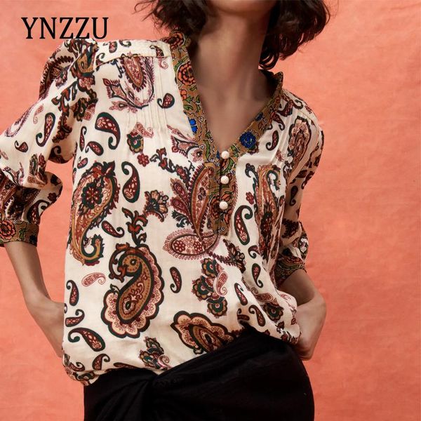 

women's blouses & shirts casual spring summer print blouse women lantern sleeves v-collar female shirt elegant office lady vintage loo, White