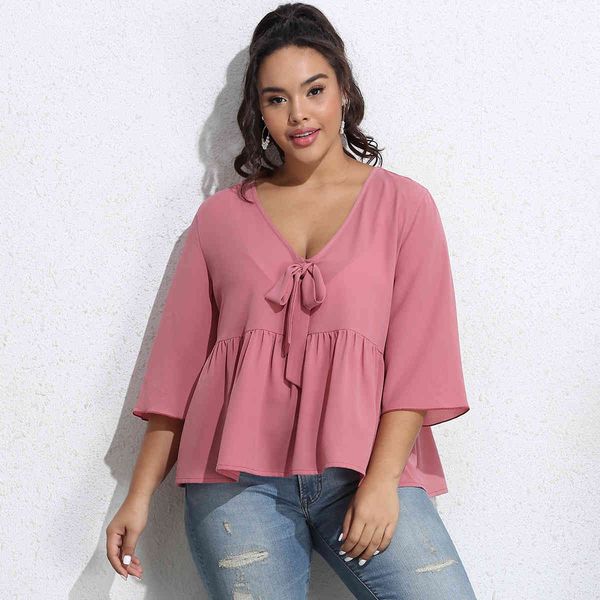 

plus size dresses hy363014# loose chiffon lotus sleeve t-shirt casual wear