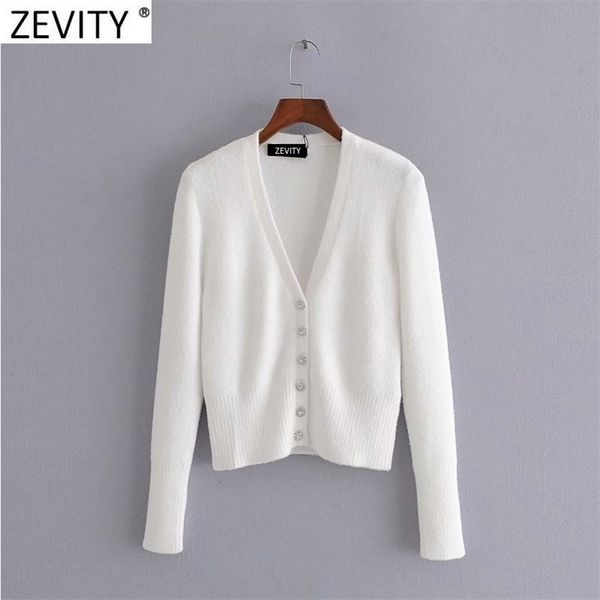 

spring women elegant v neck diamond buttons white knitting sweater female chic short cardigans casual slim s586 210420, White;black