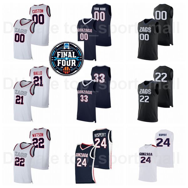 

ncaa basketball final four college gonzaga bulldogs jersey 22 anton watson 4 aaron cook jr 21 oumar ballo 33 killian tillie przemek karnowsk, Black