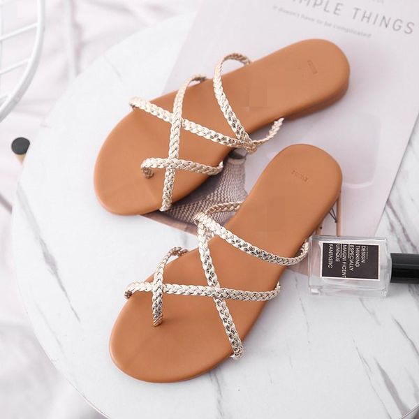 

slippers flip flops shoes woman sandals women non-slip beach fashion 2021 summer large size flats ladies shoe, Black