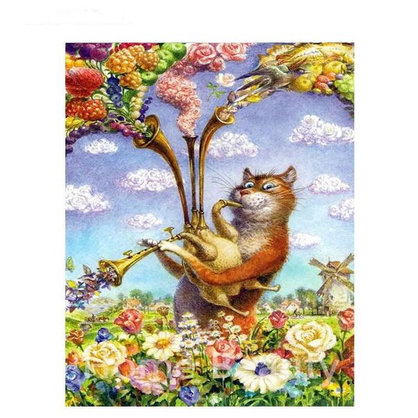 

paintings paint by number cat on canvas for drawing handpainted with frame painting color diy kit adults decoration wall art