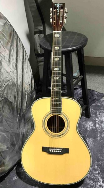 

custom om body all solid wood acoustic guitar abalone binding