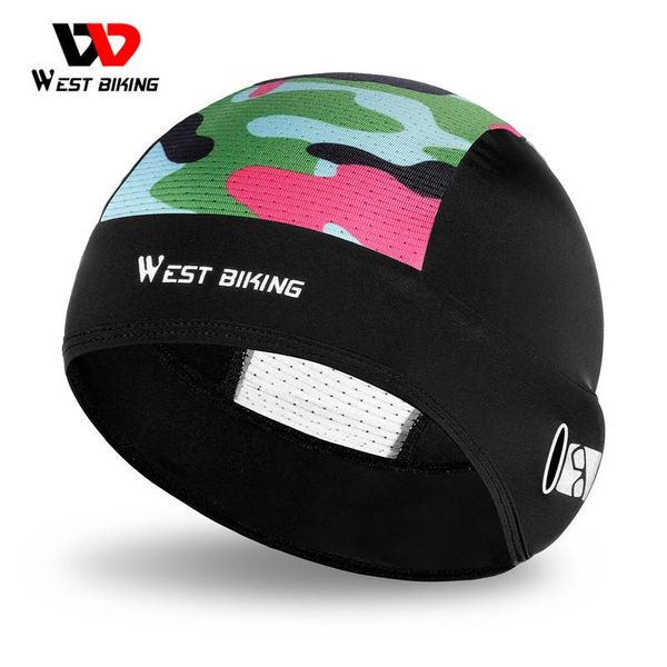 

cycling caps & masks west biking summer anti-uv mtb road bike motorcycle helmet liner ice silk breathable sport headwear bicycle hat, Black