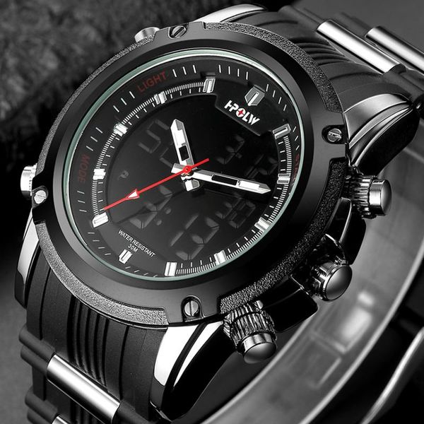 

wristwatches hpolw casual watch men g style sports military watches men's luxury analog digital quartz, Slivery;brown