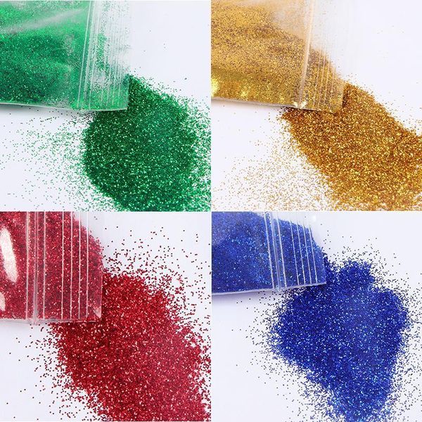 

4pc acrylic nail powder for manicure shiny glitter sequin christmas art decorations red green gold blue year color1, Silver;gold