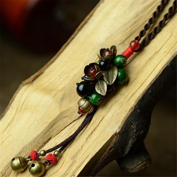 

pendant necklaces women sweater necklace girl vintage fashion jewelry choker bell copper flower accessories xl137, Silver