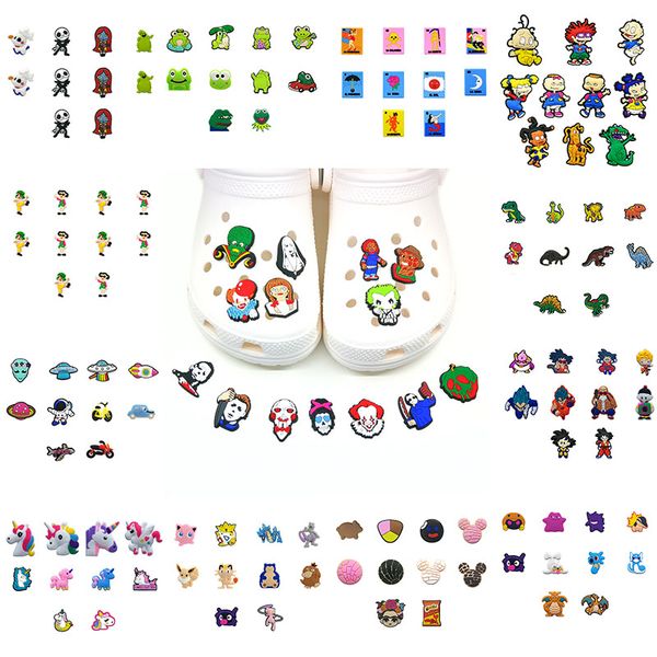 

wholesale 10000pcs styles available croc charms soft pvc cartoon pattern shoe charm accessories decorations custom jibz for clog shoes child, White;pink