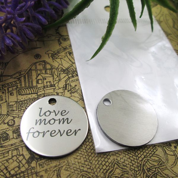 

40pcs--stainless steel charms"love mom forever" more style choosing diy pendants fo necklace, Bronze;silver