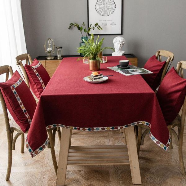 

table cloth plain tablecloth waterproof linen book coffee solid color red dinning cover embroidered country decor