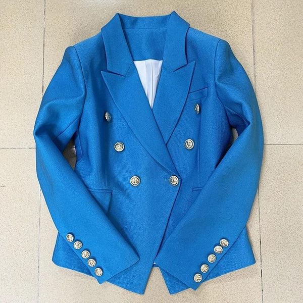 

women's suits & blazers superaen 2021 solid blue jacket double breasted metal lion button slim pearl suit, White;black