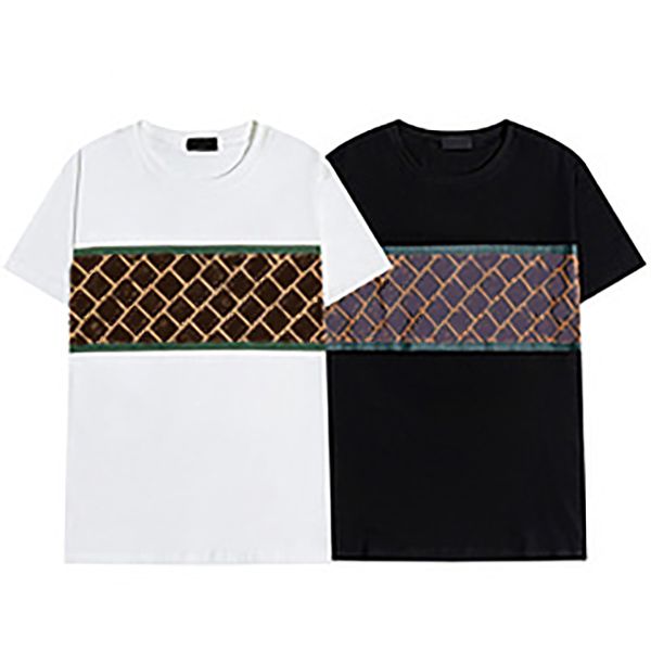

summer fashion mens t-shirt personalized irregular printed round neck men loose and breathable black white street style, White;black