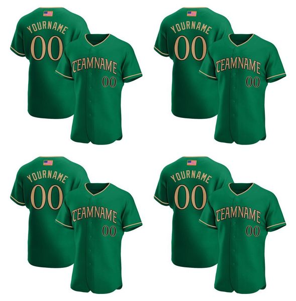 

custom kelly green old gold-black authentic american flag fashion baseball jersey, Blue;black