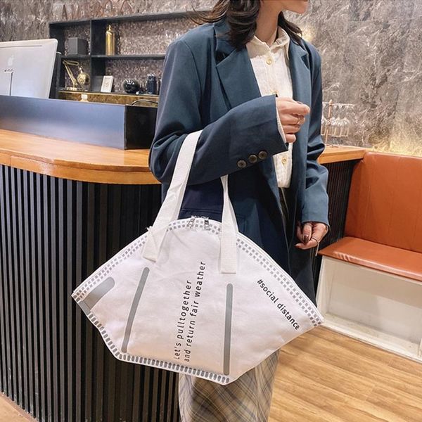 

storage bags fadish fashion women large mask shopping bag canvas shoulder home
