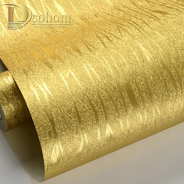 

wallpapers waterproof luxury striped wallpaper home decor modern wall coverings 10m roll damask metallic glitter gold foil paper