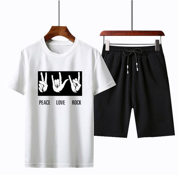 

men's tracksuits summer thin sport t-shirt 2 piece set personality casual fashion creative men sets sudaderas hombre mens 2021 ec50ms, Gray