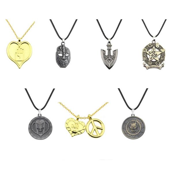 

pendant necklaces anime jojos bizarre adventure metal rope chain killer queen higashikata josuke jewelry ketting necklace for fans, Silver