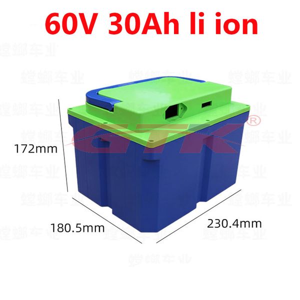 

gtk 60v 30ah lithium ion battery with bms 16s for 1500w 2500w scooter bike tricycle + 5a charger