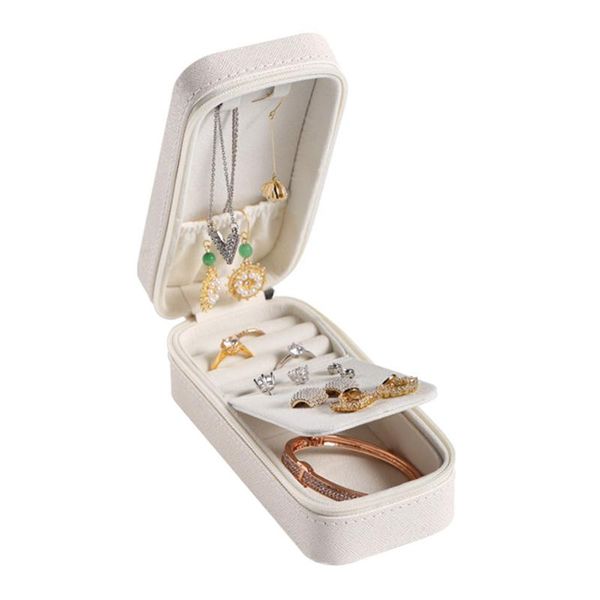 

jewelry pouches, bags travel portable rings bracelet home rectangle fashion box compartment display small solid case earring necklace zipper, Pink;blue