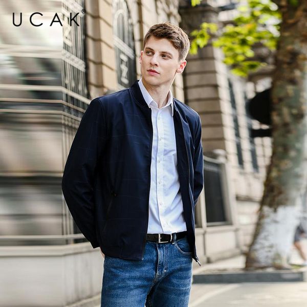 

men's jackets ucak brand classic striped men clothes 2021 arrivals streetwear slim fit coat windbreaker bomber jacket u8211, Black;brown