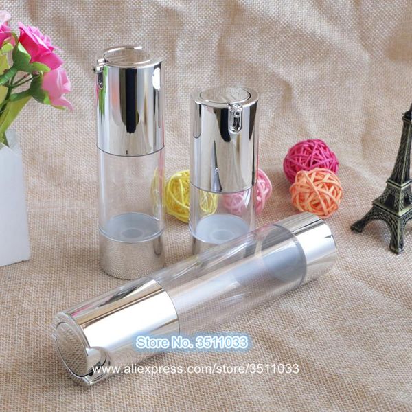 

storage bottles & jars 20pcs 30pcs silver with clear airless bottle lotion pump portable for foundation emulsion 15ml 30ml 50ml