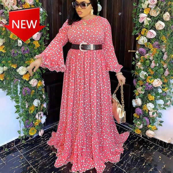 

ethnic clothing women long sleeve chiffon dress underdress 2 pieces set muslim abayas evening gowns african print polka dot kaftan dresses, Red