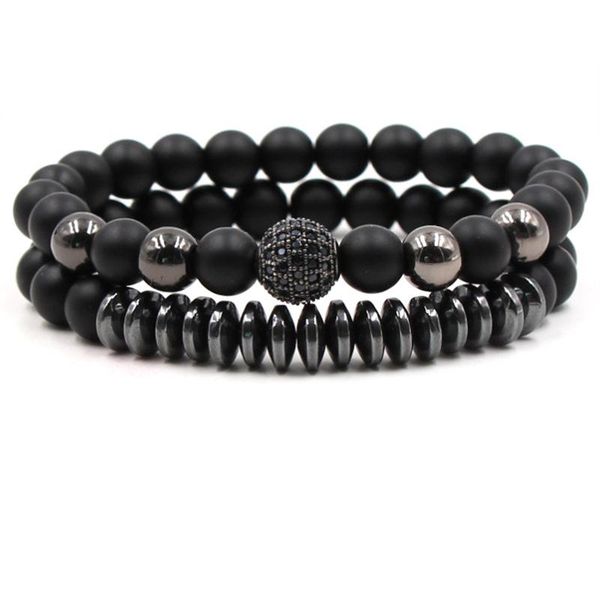 

beaded, strands niuyitid 2pcs/set 10mm black stone bracelet for women men vintage beads bracelets jewelry pulseira hombres selling