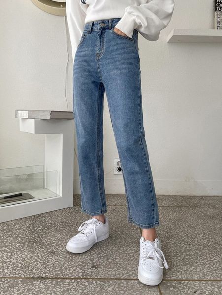 

dazy high waist straight leg jeans e6yo#, Blue