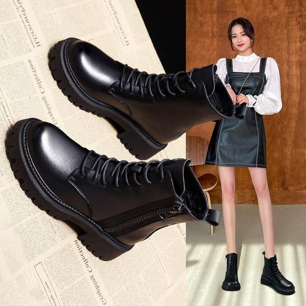 

boots fashion 2022 spring and autumn single wild thick-soled winter short thin, Black