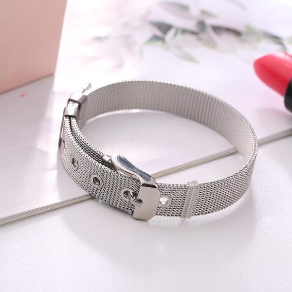 

charm bracelets titanium steel silver plated lucky bracelet cuff woven chain link belt women's girl jewelry gift, Golden;silver