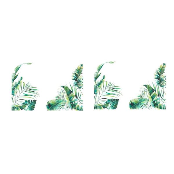 

wall stickers 2pcs natural style plant household background sticker decors green
