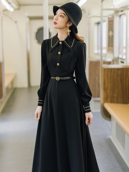 

Casual Dresses Early Autumn Clothes 2021 Women's Republic Of China Small Dress Winter French Long Sleeved, Black;gray