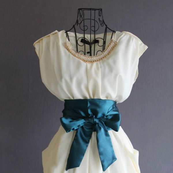 

belts fashion elegant lady bowknot waistband satin wide sash ribbon cummerbund dress accessories, Black;brown